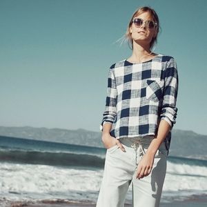 Plaid Button-Back Top by Cloth and Stone